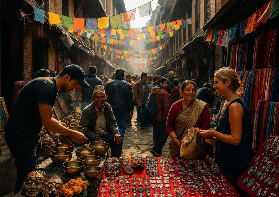 What makes markets in Kathmandu so good for handicrafts and souvenirs?