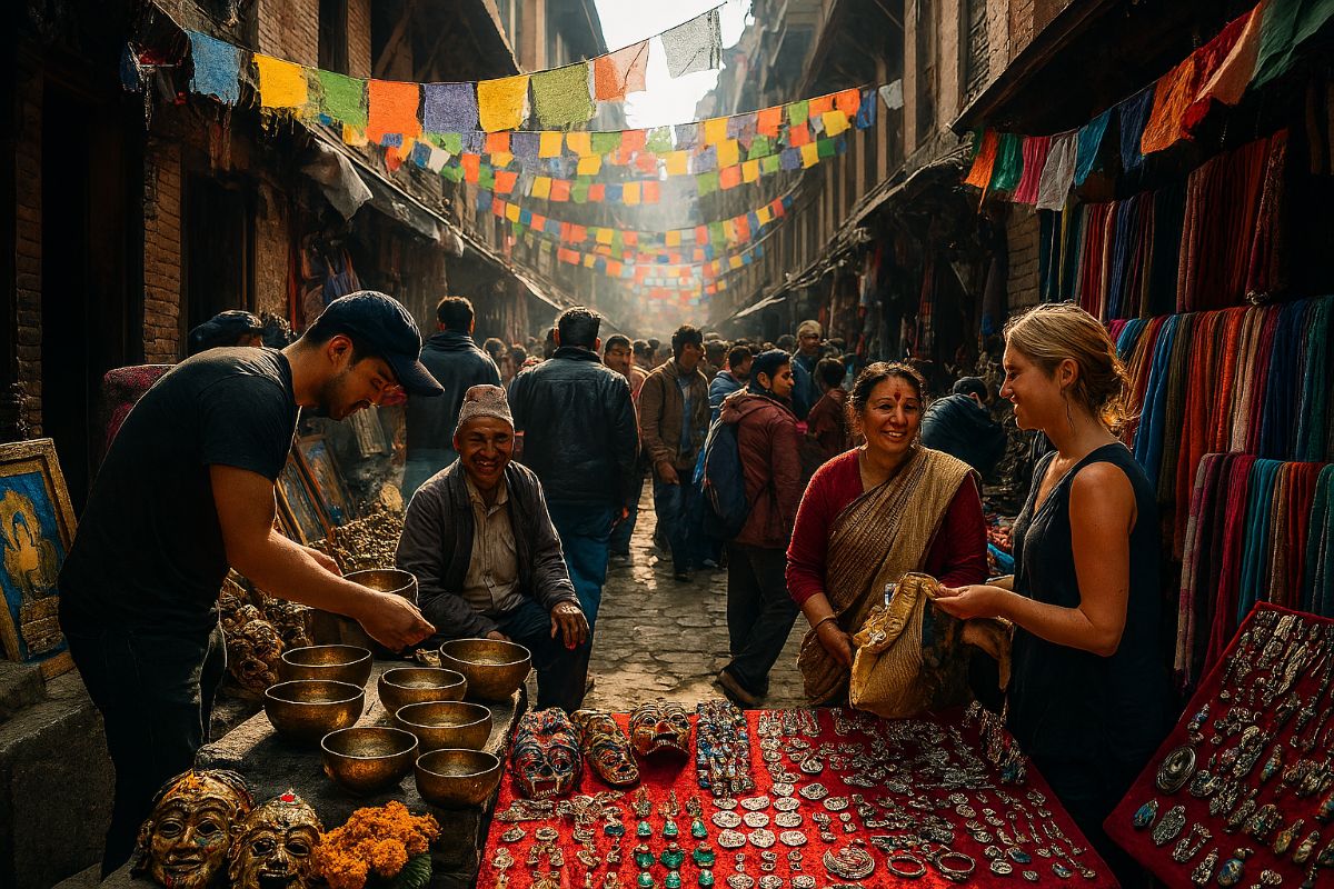What makes markets in Kathmandu so good for handicrafts and souvenirs?